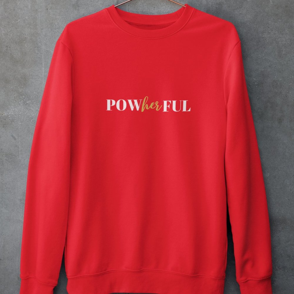 Red Powherful (Powerful) women empowerment Long Sleeve Sweatshirt